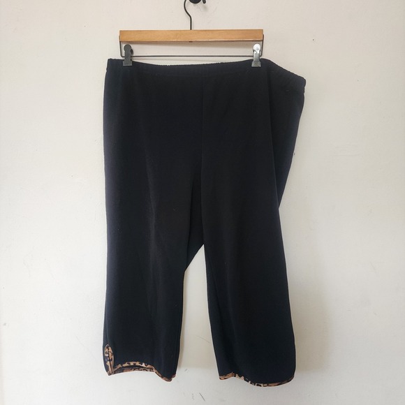 Zoey Beth Pants - Vintage Y2K Zoey Beth Black Animal Print Capri Pants 3X Made in USA